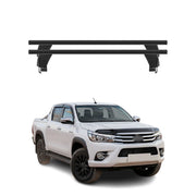 Menabo Barres de toit Transversales pour Toyota Hilux 2011-2015 Noir ABE 2x