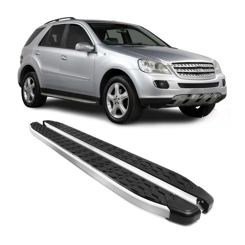 Marchepieds Latéraux pour Mercedes Classe M W164 2006-2011 Gris Noir Aluminium