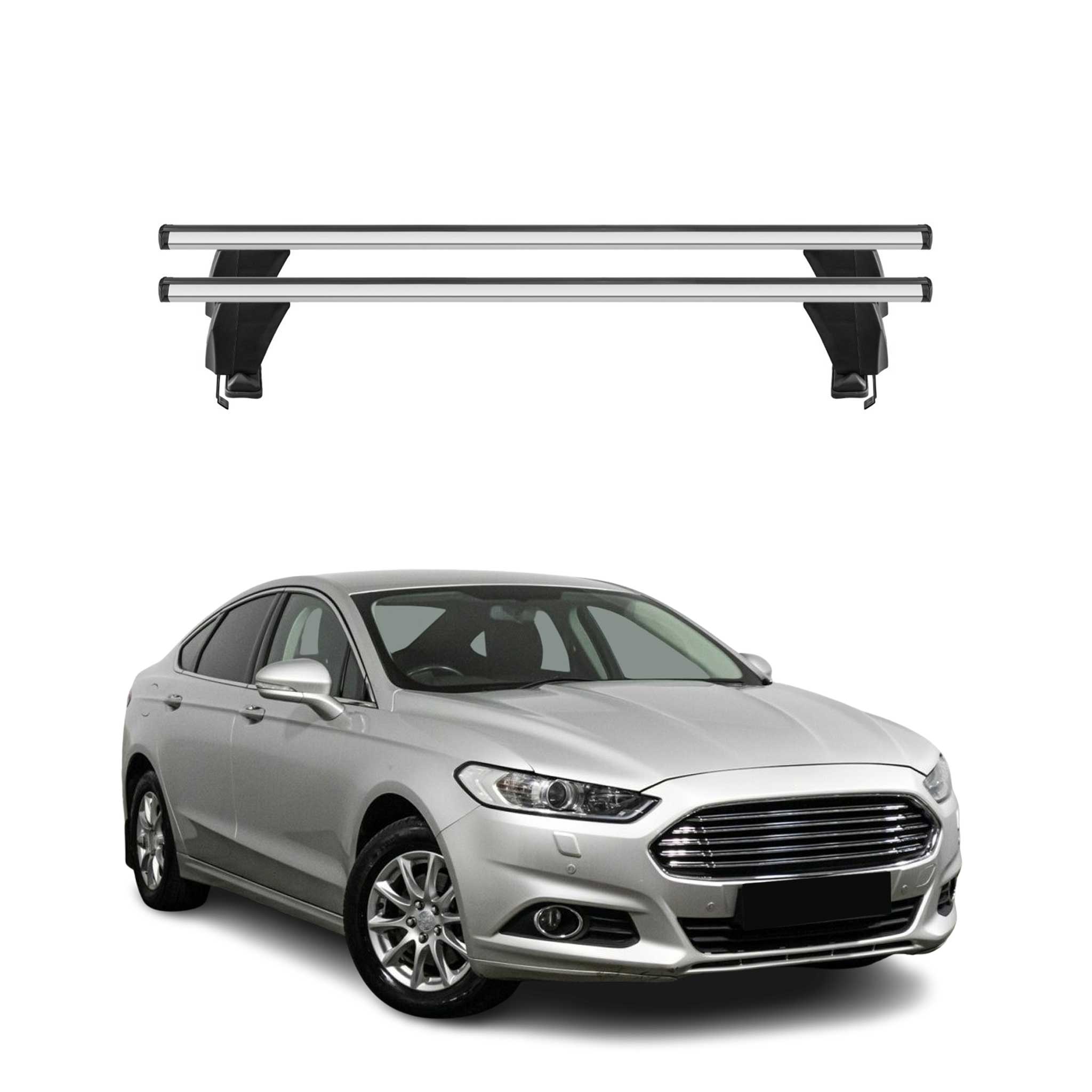 Menabo Barres de toit Transversales pour Ford Mondeo mk5 Berline 2014-2022 Gris