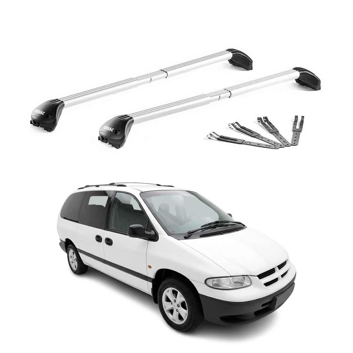 Barres de toit pour Chrysler Grand Voyager 1995-2007 Gris Argenté Aluminium ABE