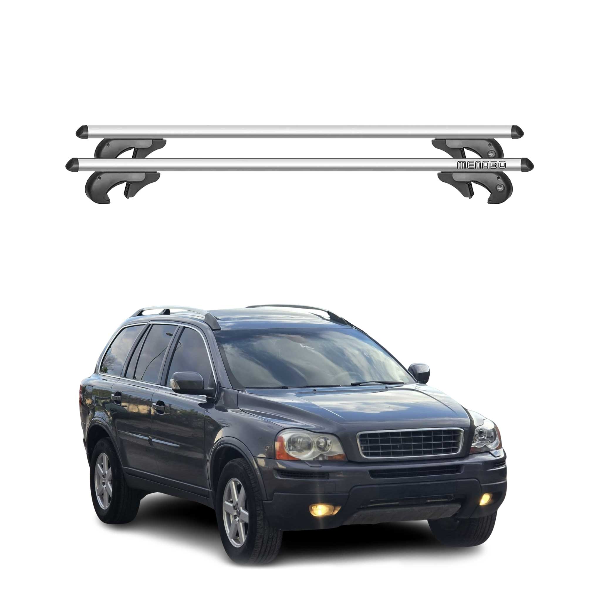 Barres de toit transversales pour Volvo XC90 I 2006-2014 FL Aluminium Gris 2x