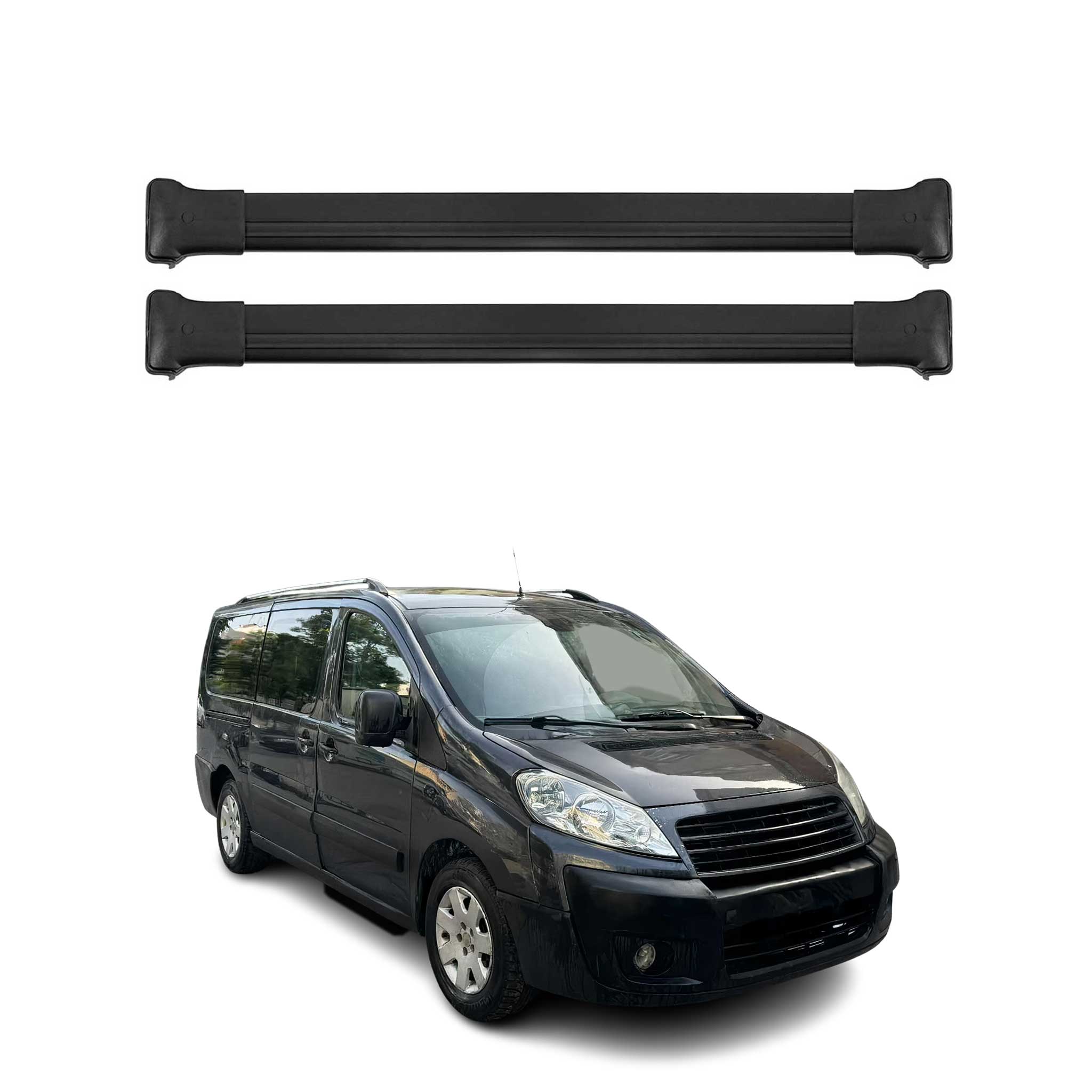 Barres de toit transversales pour Fiat Scudo 2007-2016 Aluminium Noir 2x