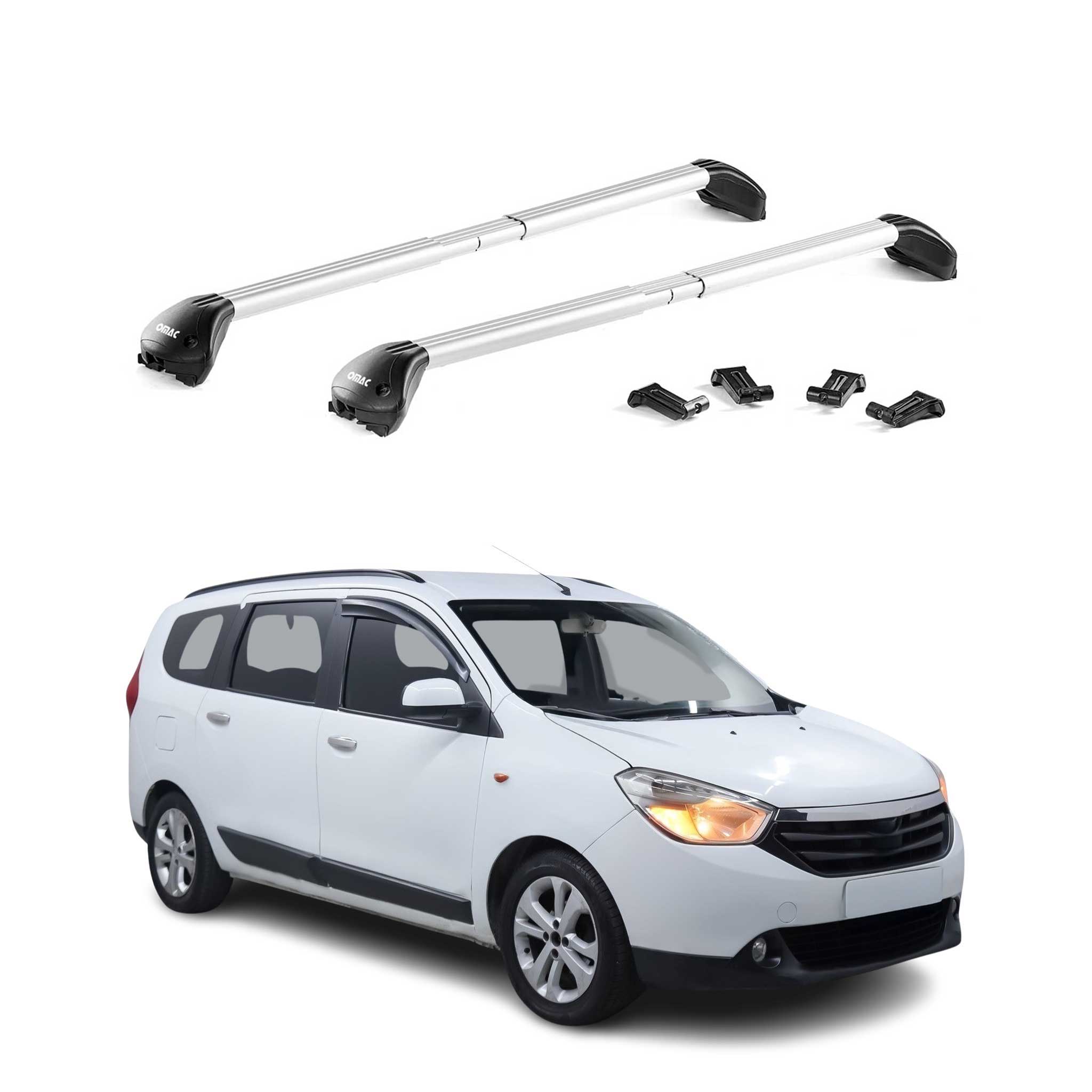 Barres de toit transversales pour Dacia Lodgy 2012-2022 Aluminium Gris ABE