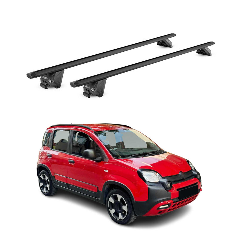 Barres de toit transversales pour Fiat Panda Cross 2014-2025 Alu Noir 2Pcs ABE