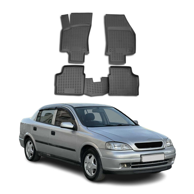 Tapis de sol pour Opel Astra H SD 2007-2014 en caoutchouc TPE 3D Noir 4Pcs