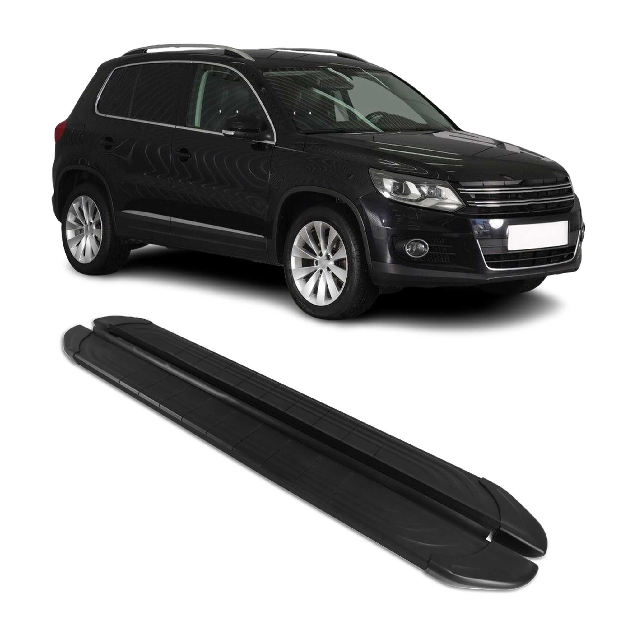 Marchepieds Latéraux pédale pour VW Tiguan 2007-2016 2Pcs Aluminium Noir