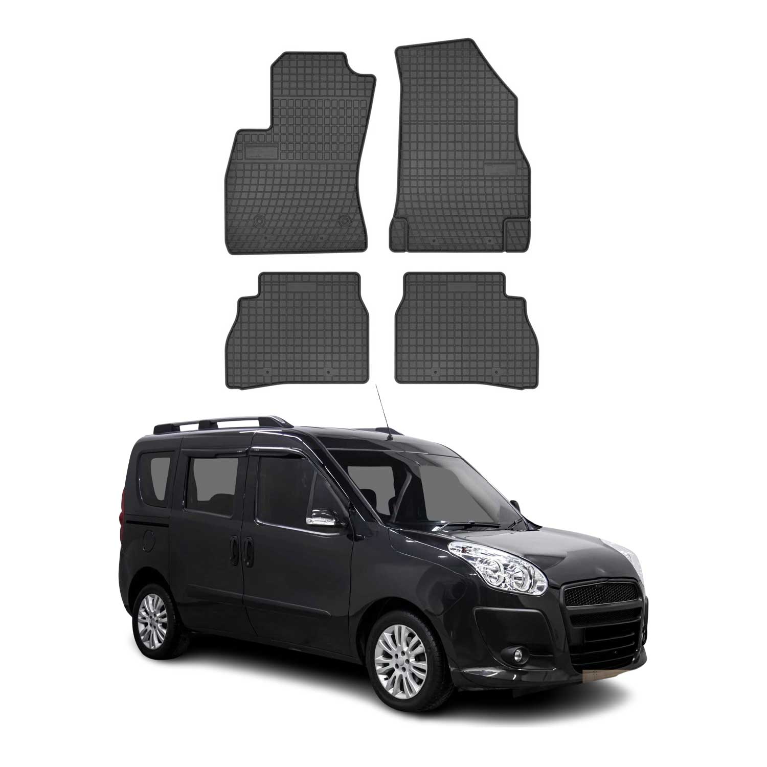 Tapis de Sol pour Fiat Doblo 2010-2020 Noir Caoutchouc