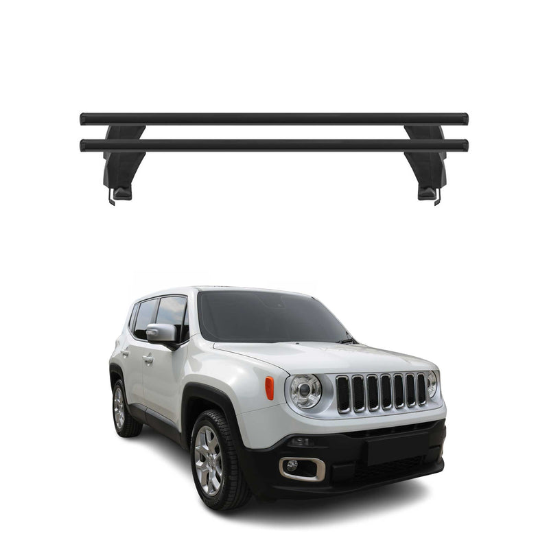 Menabo Barres de toit Transversales pour Jeep Renegade 2014-2018 Noir 2x