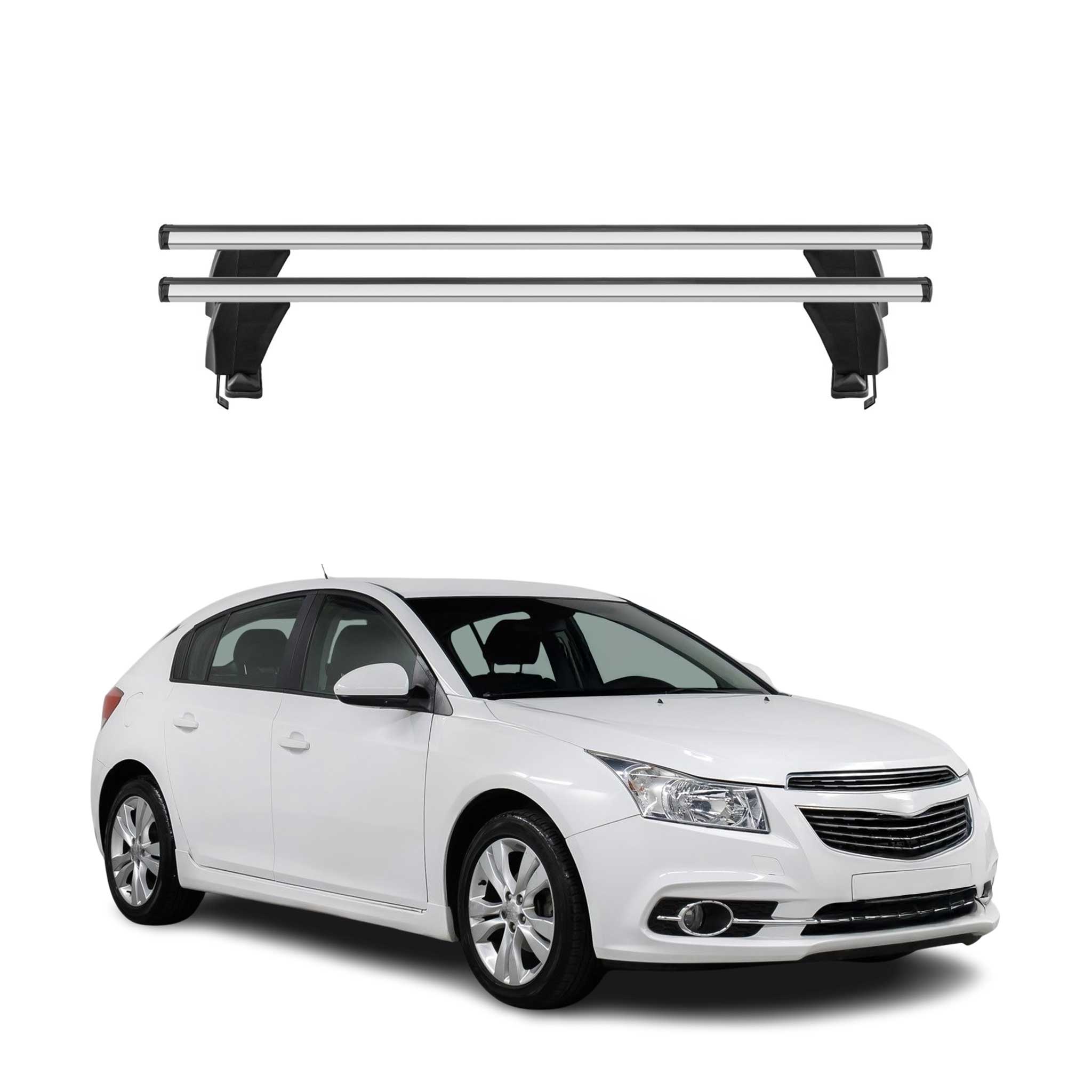 Menabo Barres de toit Transversales pour Chevrolet Cruze 2009-2016 HB Alu Gris