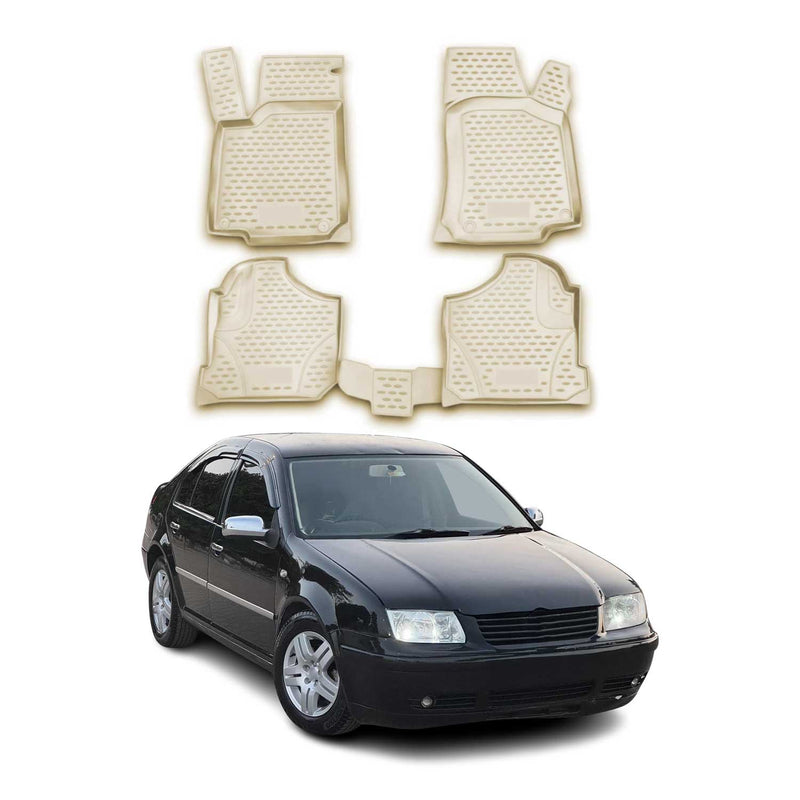 Tapis de sol pour VW Bora 1998-2004 en caoutchouc TPE 3D Beige 4Pcs