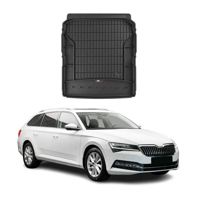 Tapis de Coffre pour Skoda SuperB 2015-2022 en Caoutchouc TPE Noir