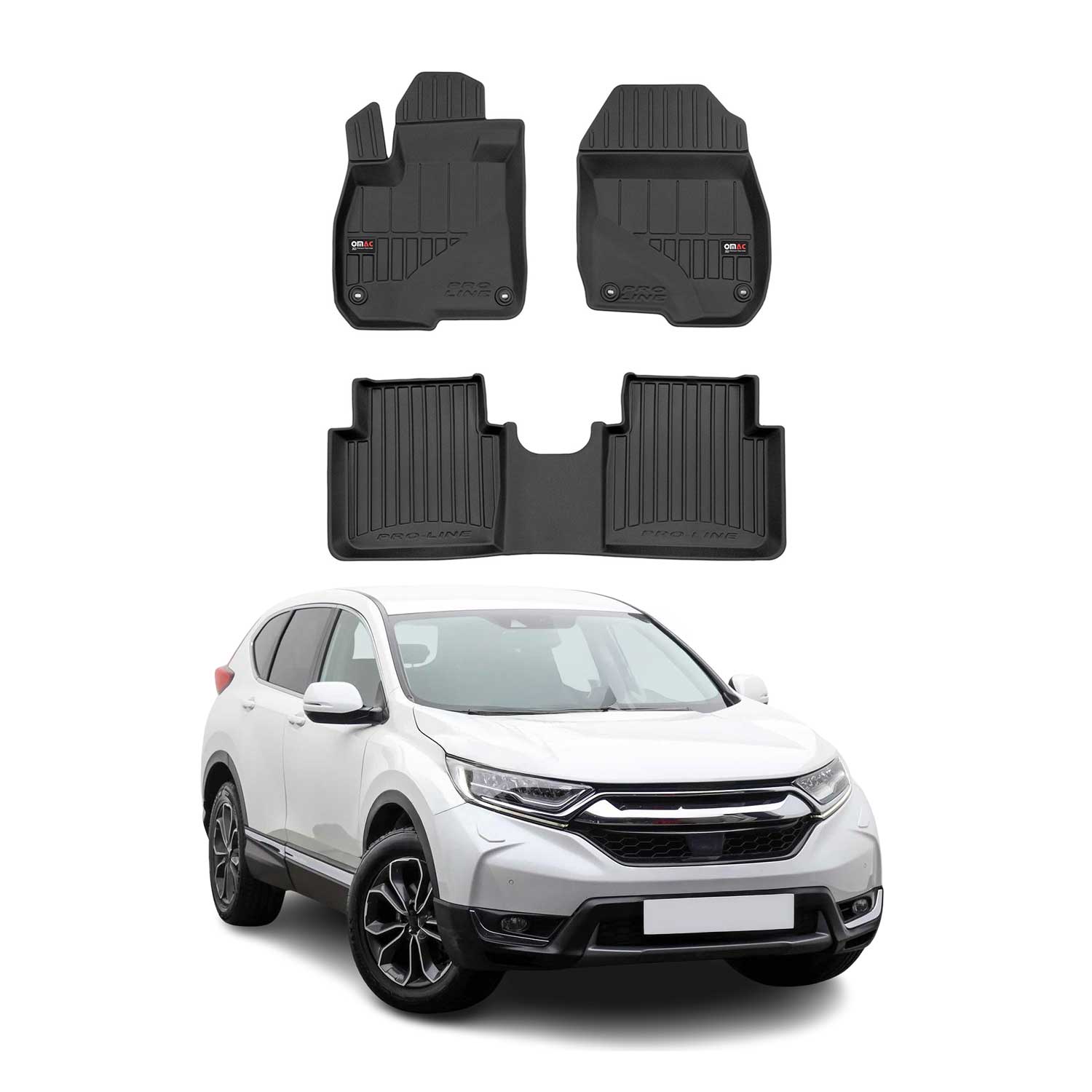 OMAC Tapis de sol en caoutchouc pour Honda CR-V V 2018-2022 Noir Premium
