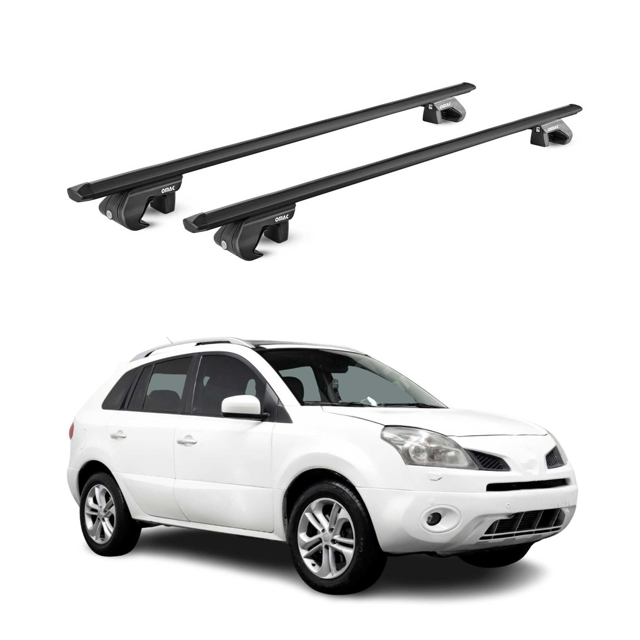 Barres de toit transversales ABE pour Renault Koleos I 2008-2017 5 P Alu Noir 2x