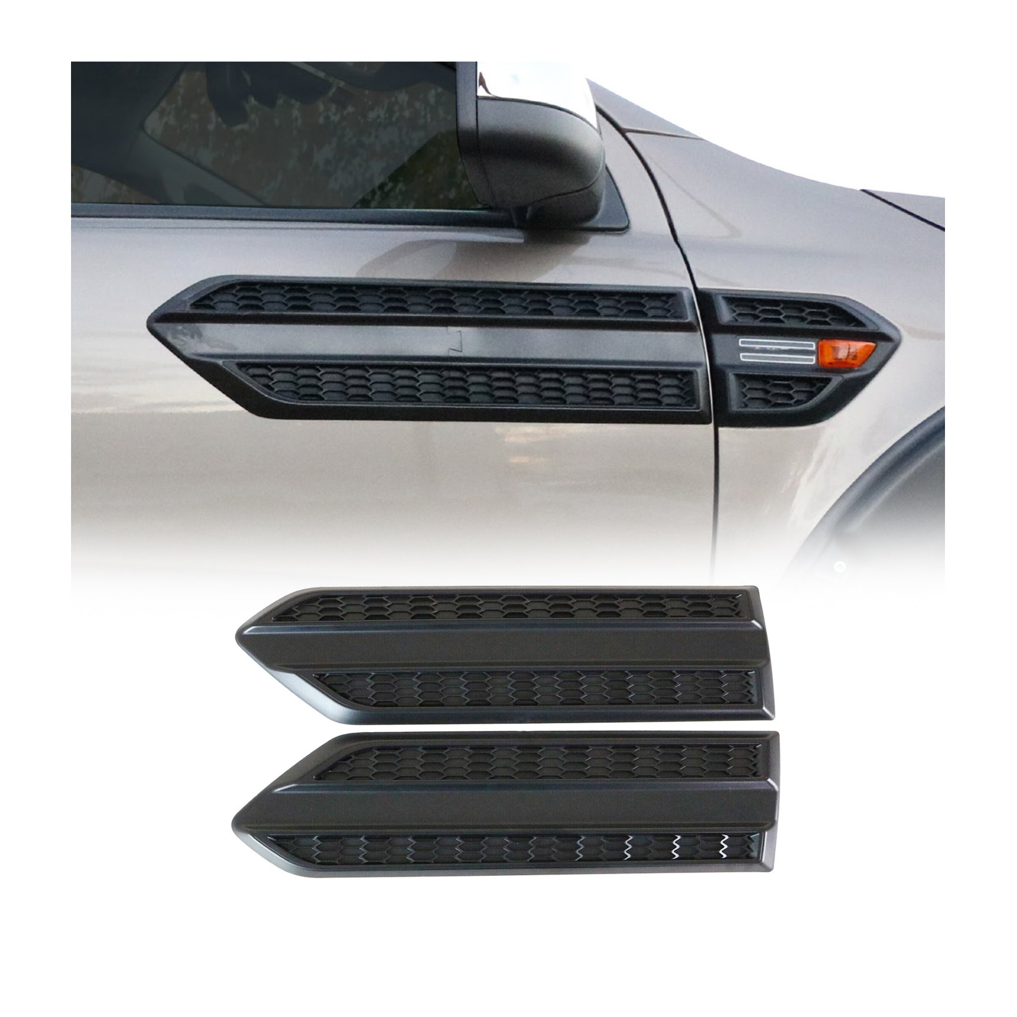 Barre décorative latérale pour Ford Ranger T6 P375 2015-2022 FL ABS Noir 2pcs