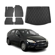 Kit Tapis de sol et coffre pour Ford Focus mk2 2004-2011 5Portes Caoutchouc Noir