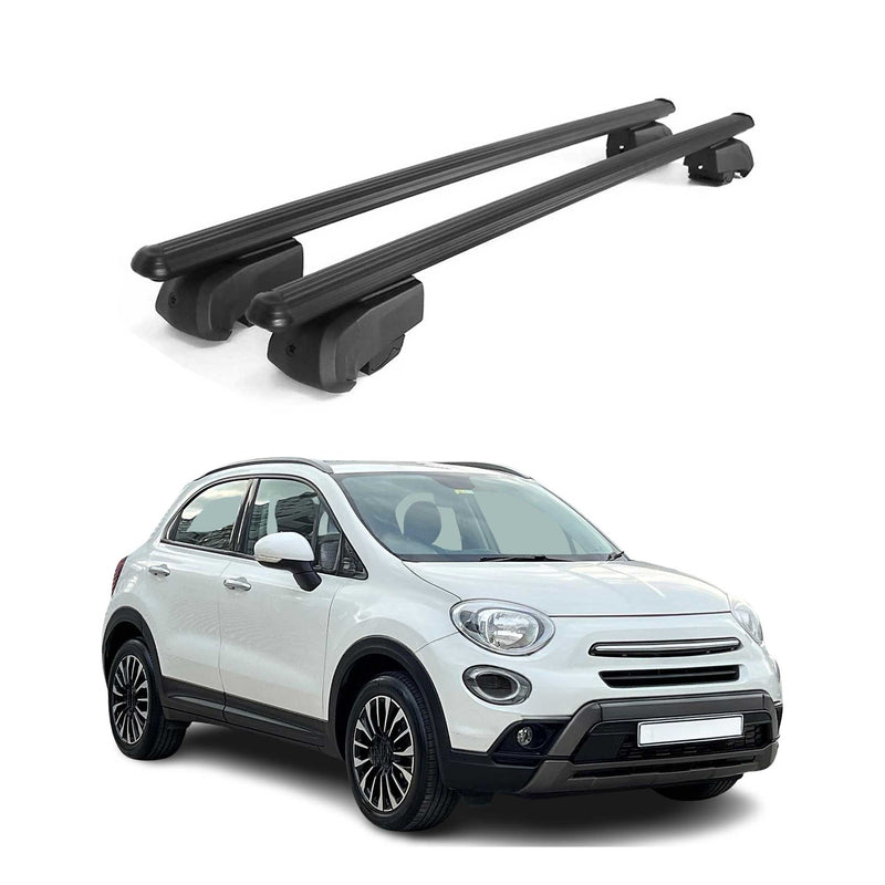 Barres de toit Transversales pour Fiat 500X 2014-2023 Aluminium Noir ABE
