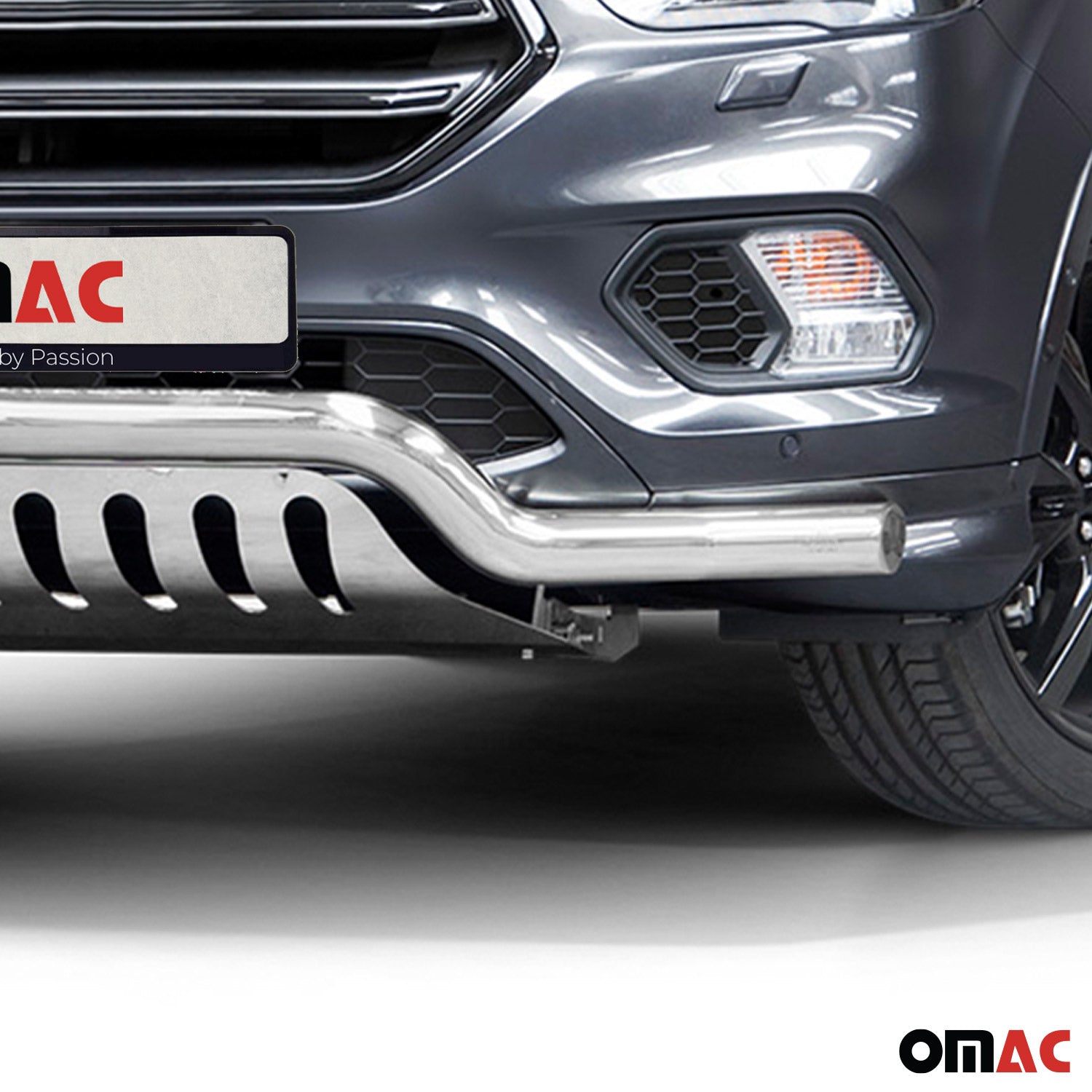 Pare-Buffle Avant Pour Ford Kuga II 2017-2019 Facelift en Acier Inoxy Argent