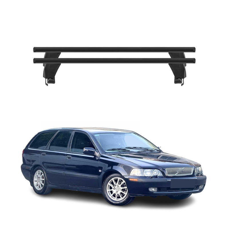Menabo Barres de toit Transversales pour Volvo V40 1995-2012 Alu Noir ABE 2x