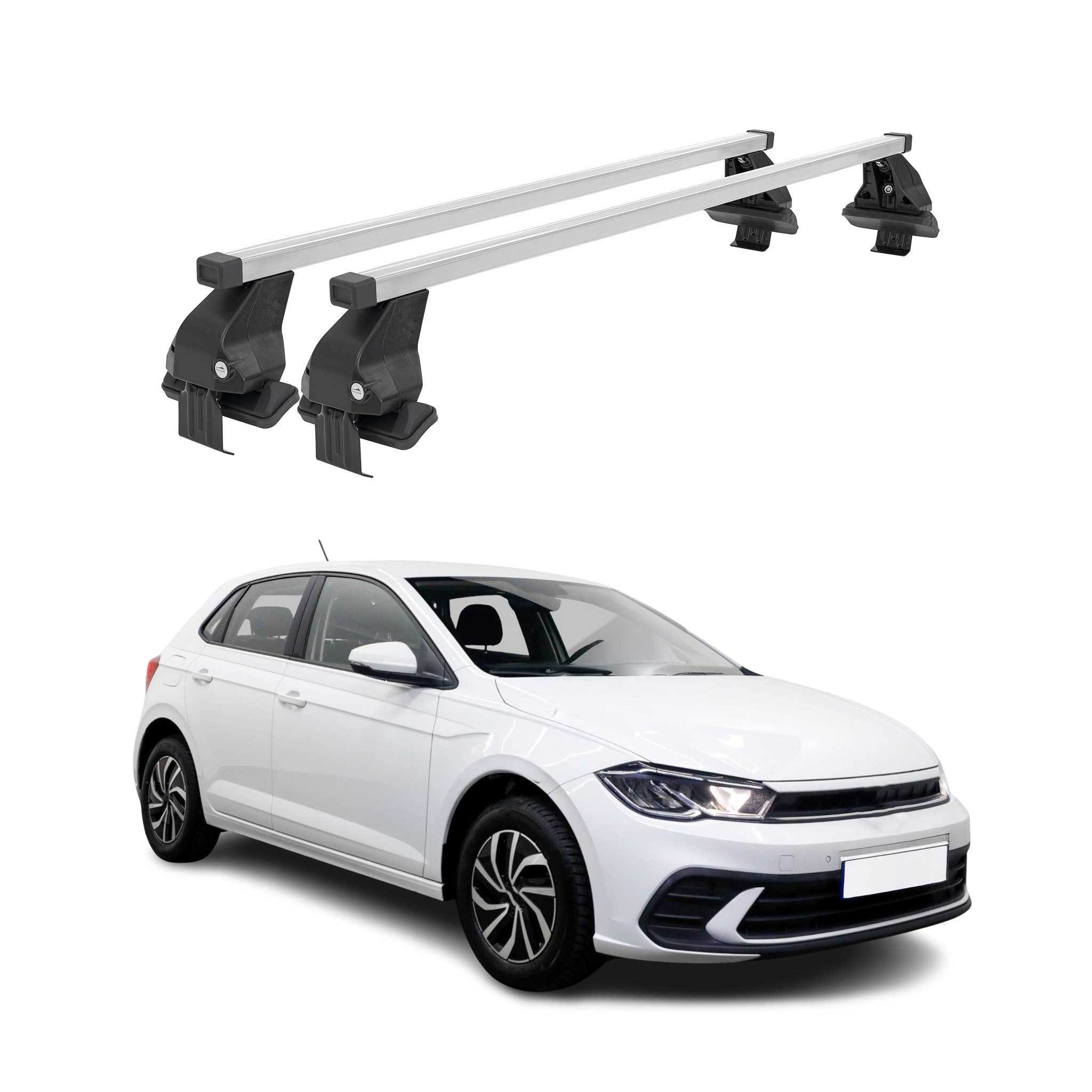 Barres de toit transversales pour VW Polo VI 2021-2026 Acier Gris