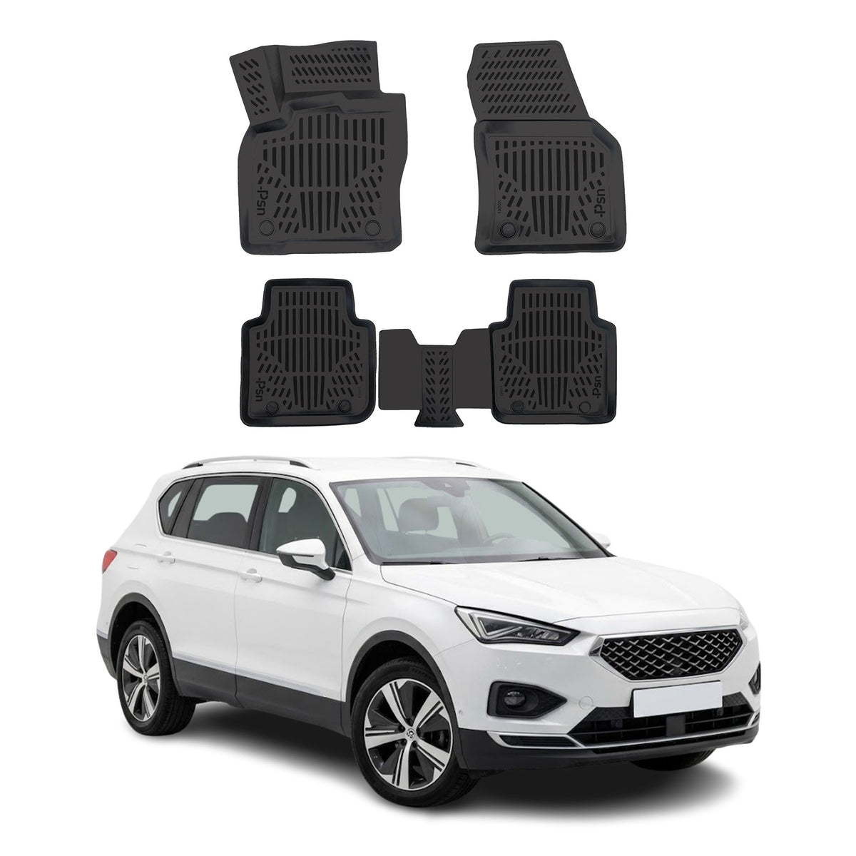 Tapis de sol pour Seat Tarraco 2018-2024 Noir 3D en Caoutchouc TPE 4Pcs