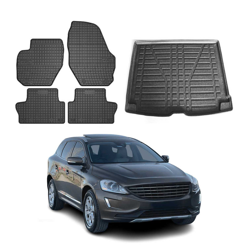 Kit Tapis de sol et coffre pour Volvo XC60 2009-2019 Noir TPE
