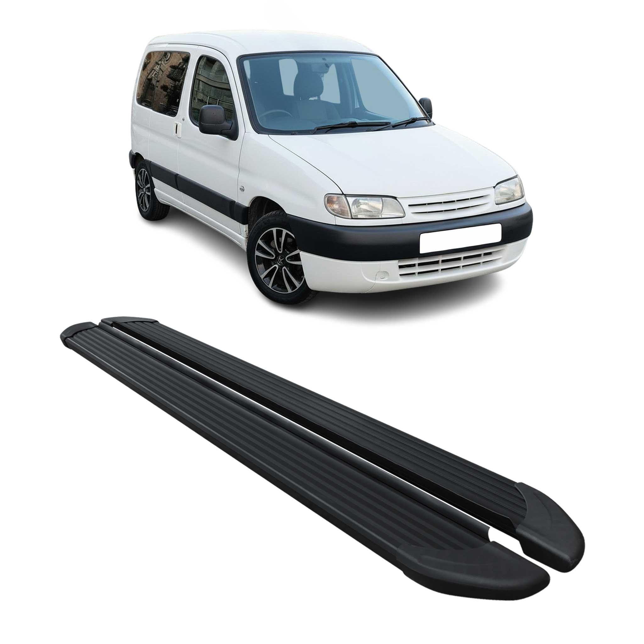 Marchepieds Latéraux pour Citroen Berlingo 1996-2008 L1 Aluminium Noir 2Pcs