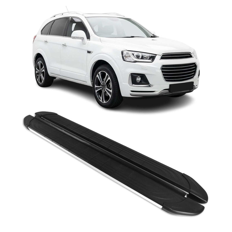 Marchepieds Latéraux pour Chevrolet Captiva 2019-2025 Alu Gris Noir 2Pcs
