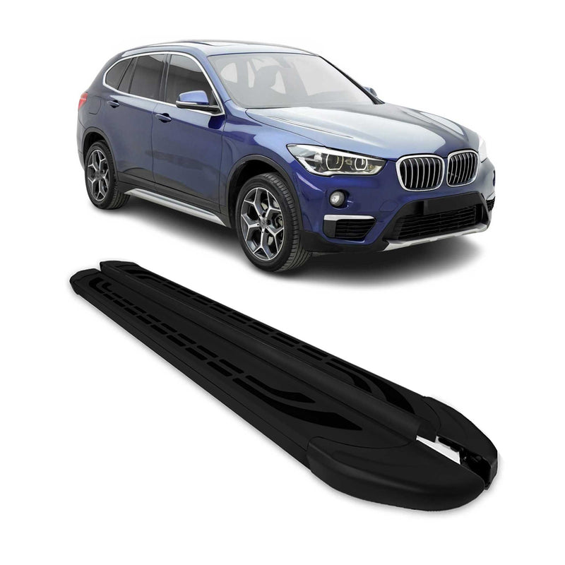 Marchepieds latéraux pédale pour BMW X1 F48 2015-2022 Aluminium Noir 2Pcs