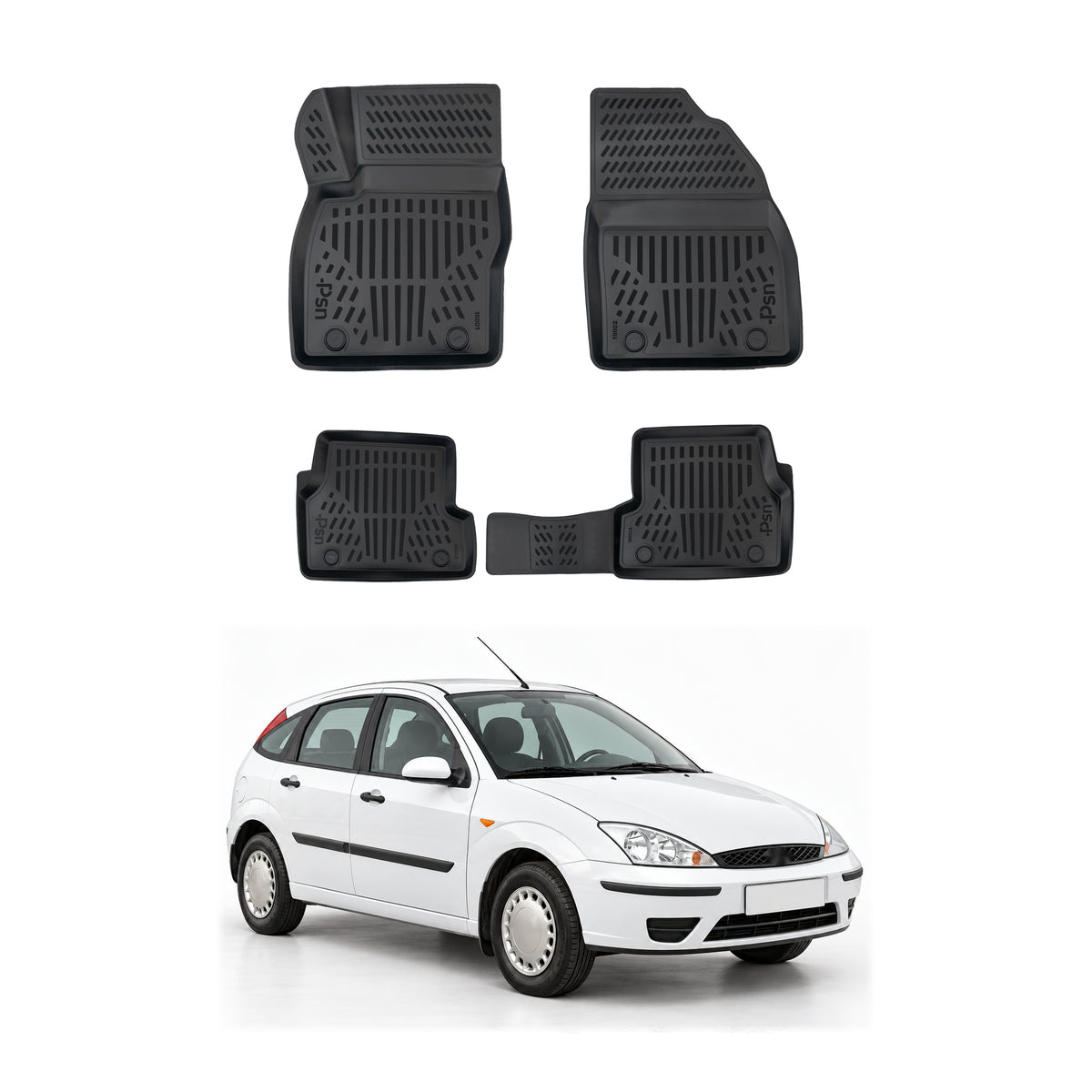 Tapis de sol pour Ford Focus 1-2 1998-2011 Noir 3D en Caoutchouc TPE 4Pcs