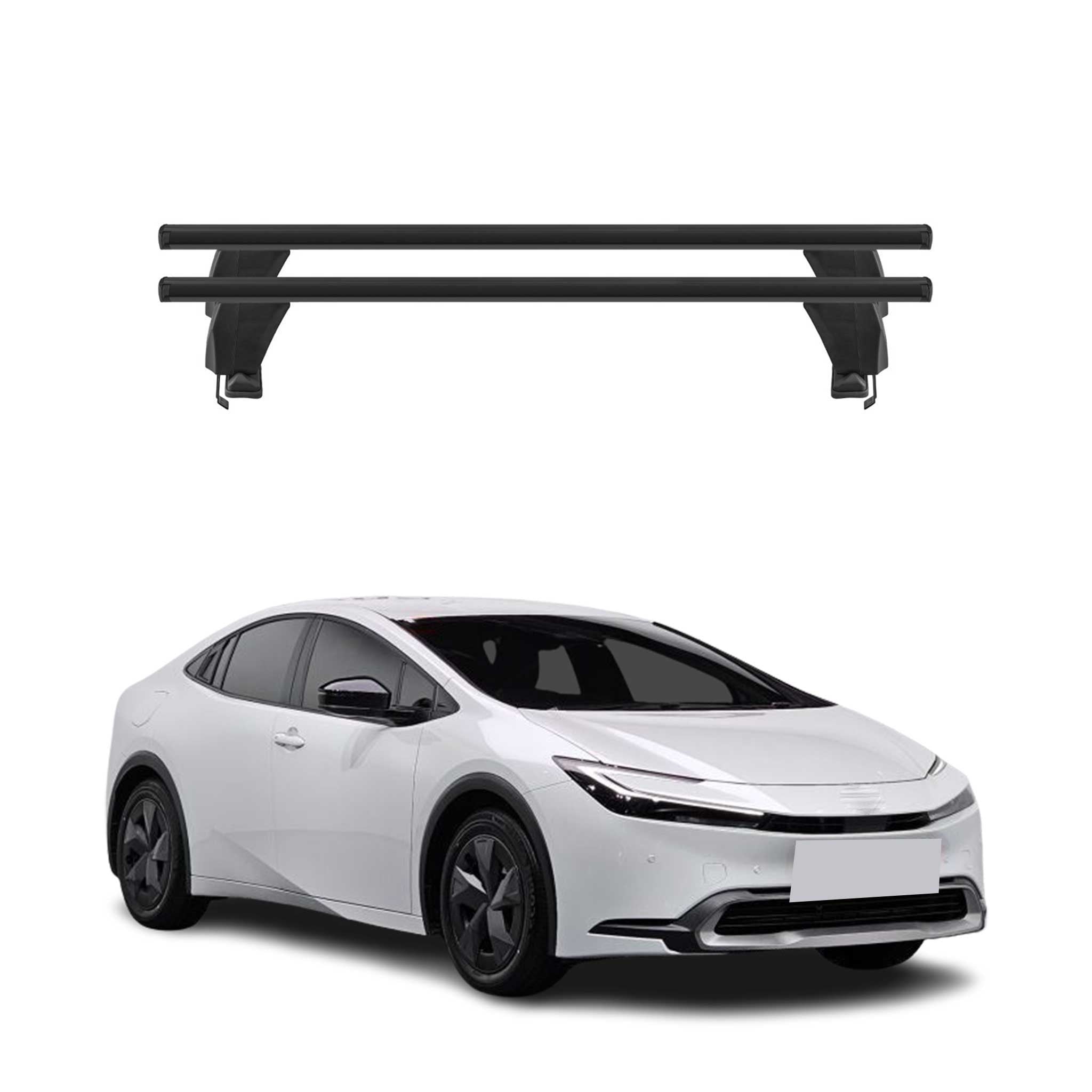 Menabo Barres de toit transversales pour Toyota Prius V 2022-2026 Alu Noir 2x
