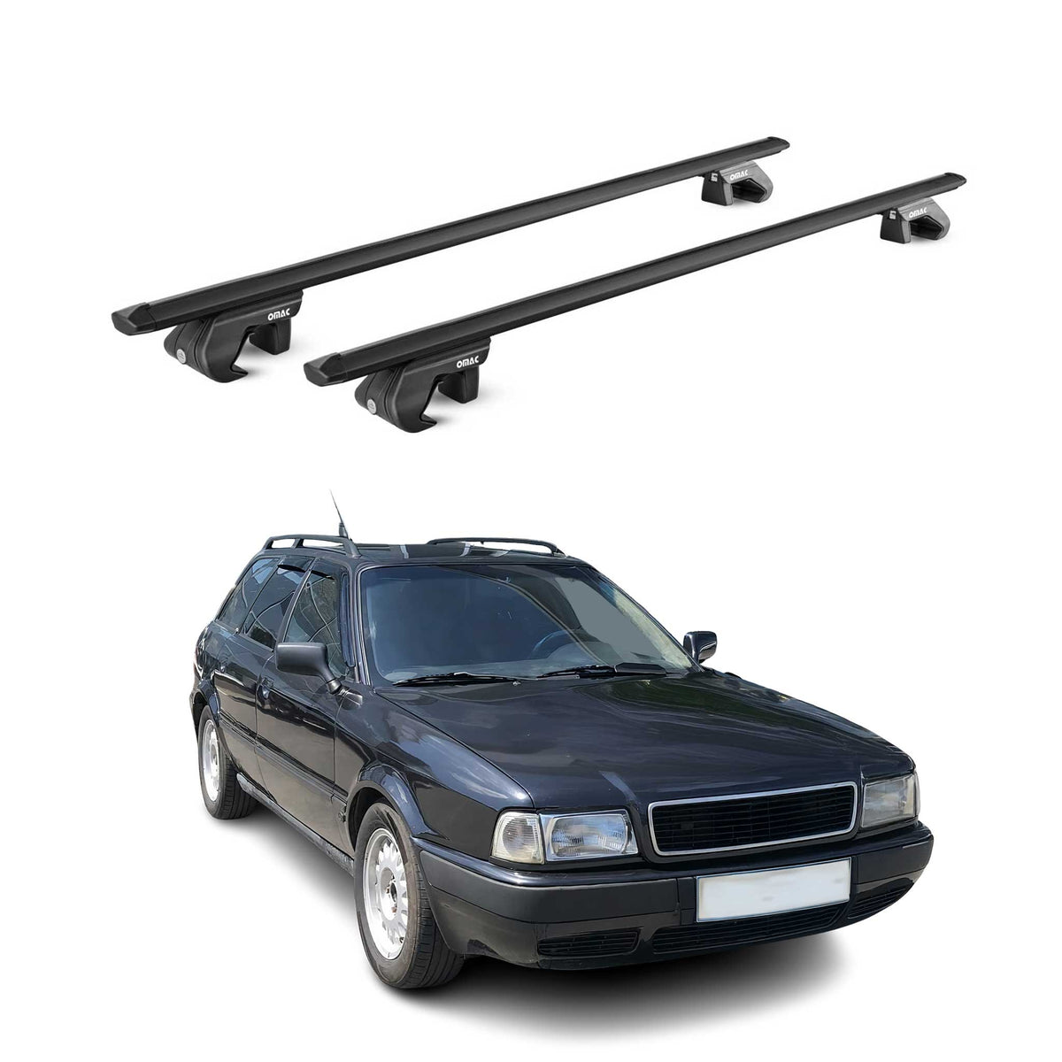 Barres de toit transversales pour Audi 80 Break 1992-1995 Alu Noir 2 pièces ABE
