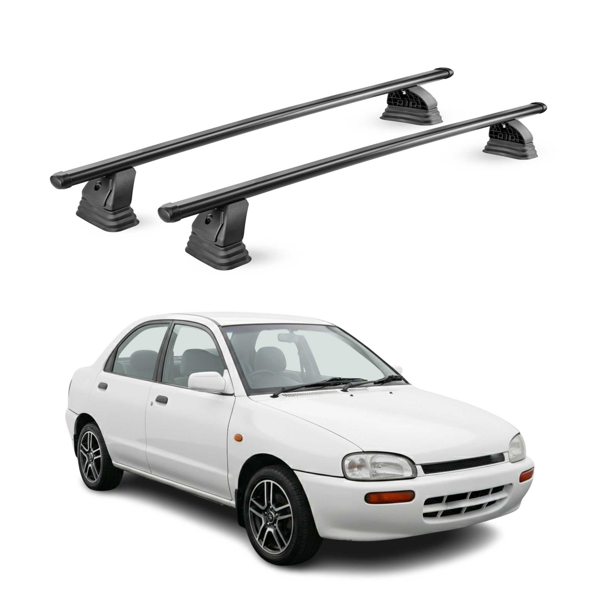 Barres de toit transversales acier pour Mazda 121 1996-2002 3Portes TÜV Noir 2x