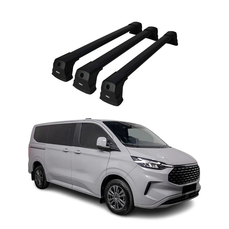 Barres de toit Elegance pour Volkswagen T7 2024-2025 ABE Noir Alu 3 pièces