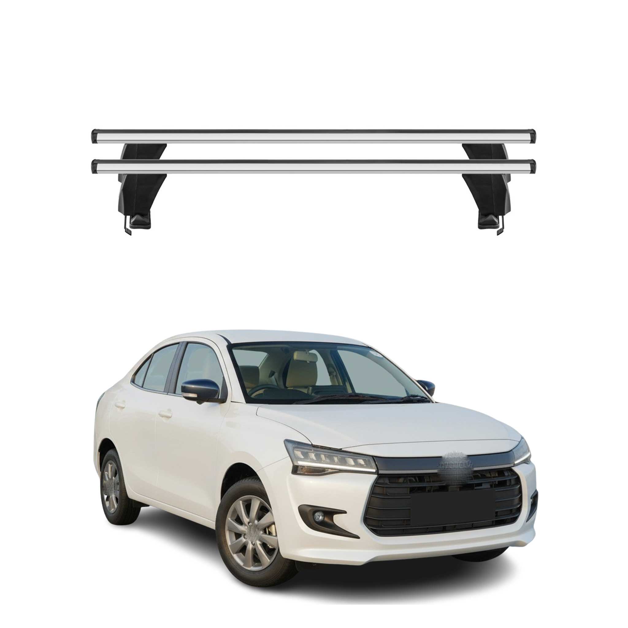Menabo Barres de toit Transversales pour Suzuki Dzire III 2017-2021 Alu Gris ABE