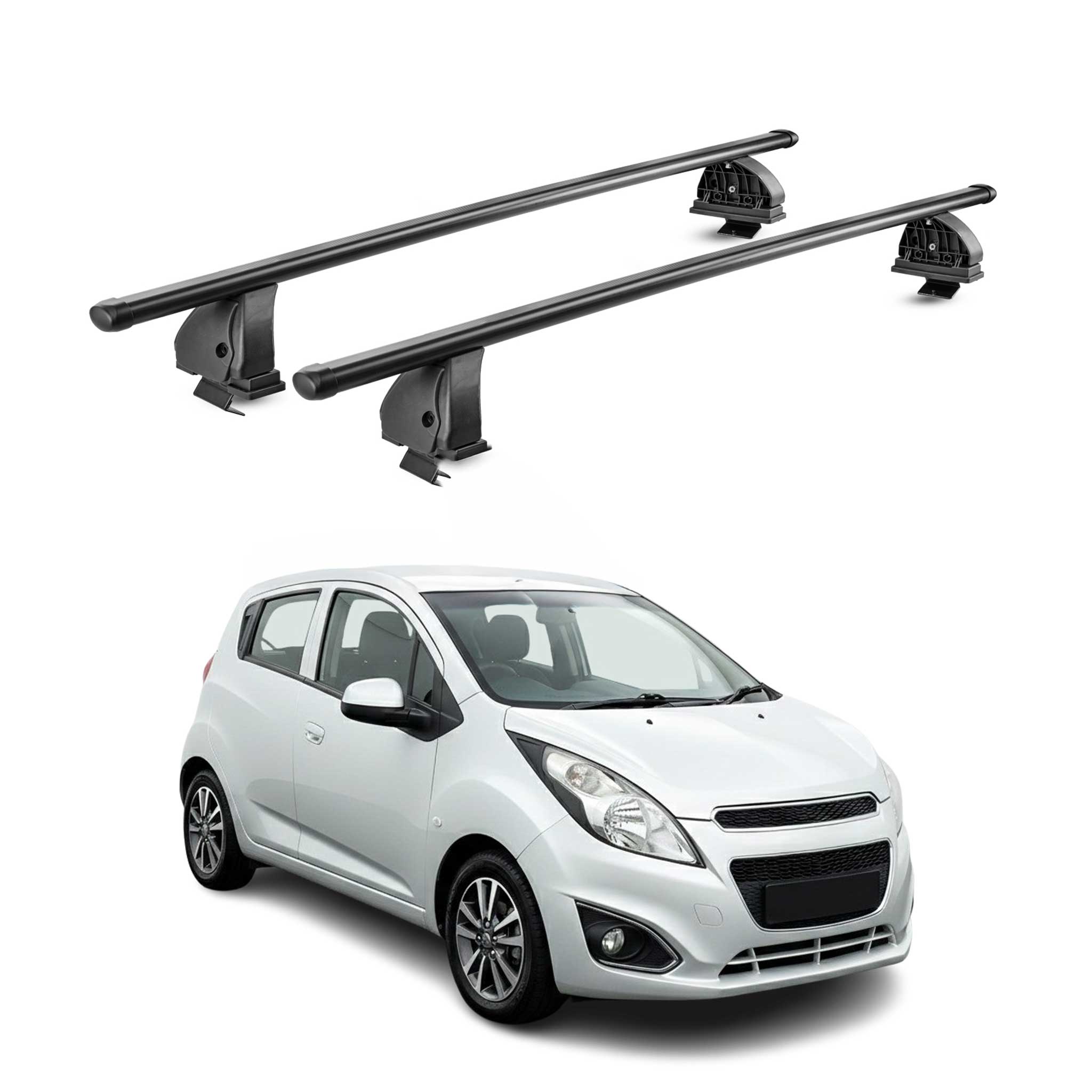 Barres de toit transversales acier pour Chevrolet Spark HB 2009-2015 TÜV Noir 2x