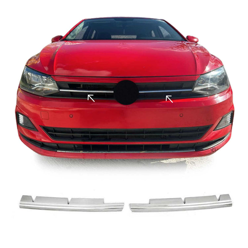 Moulure de Grille de Calandre pour VW Polo VI 2017-2021 Chromé 2Pcs