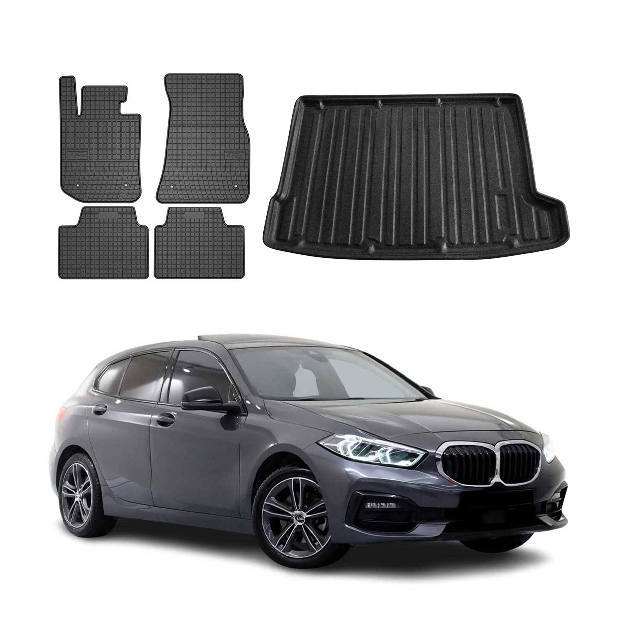 Kit Tapis de sol et coffre pour BMW Série 1 F40 2019-2024 Noir TPE