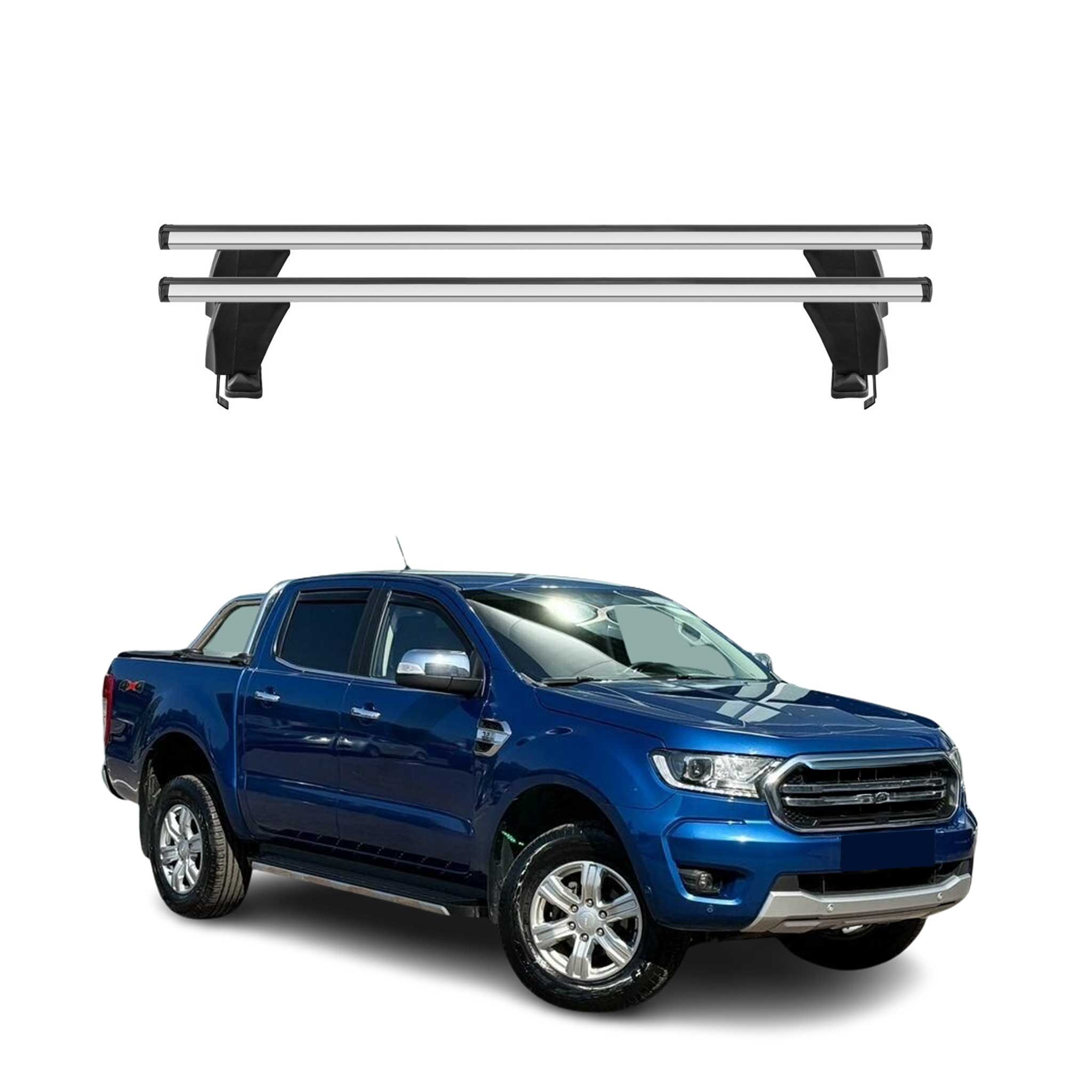 Menabo Barres de toit pour Ford Ranger T6 2012-2022 DoubleCab Gris ABE 2x