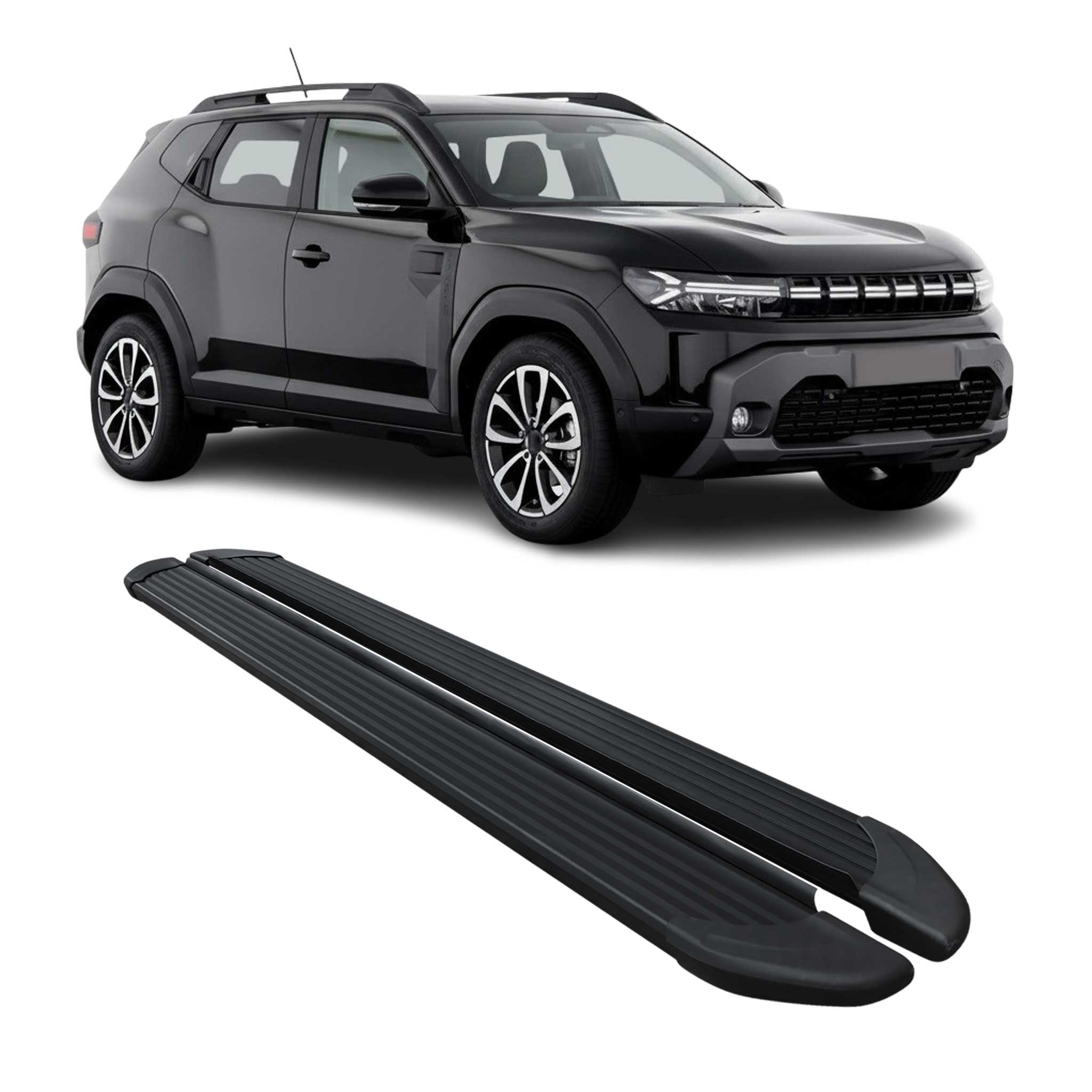 Marchepieds Latéraux pour Renault Duster / Dacia Duster 2024-2026 Alu Noir 2 Pcs