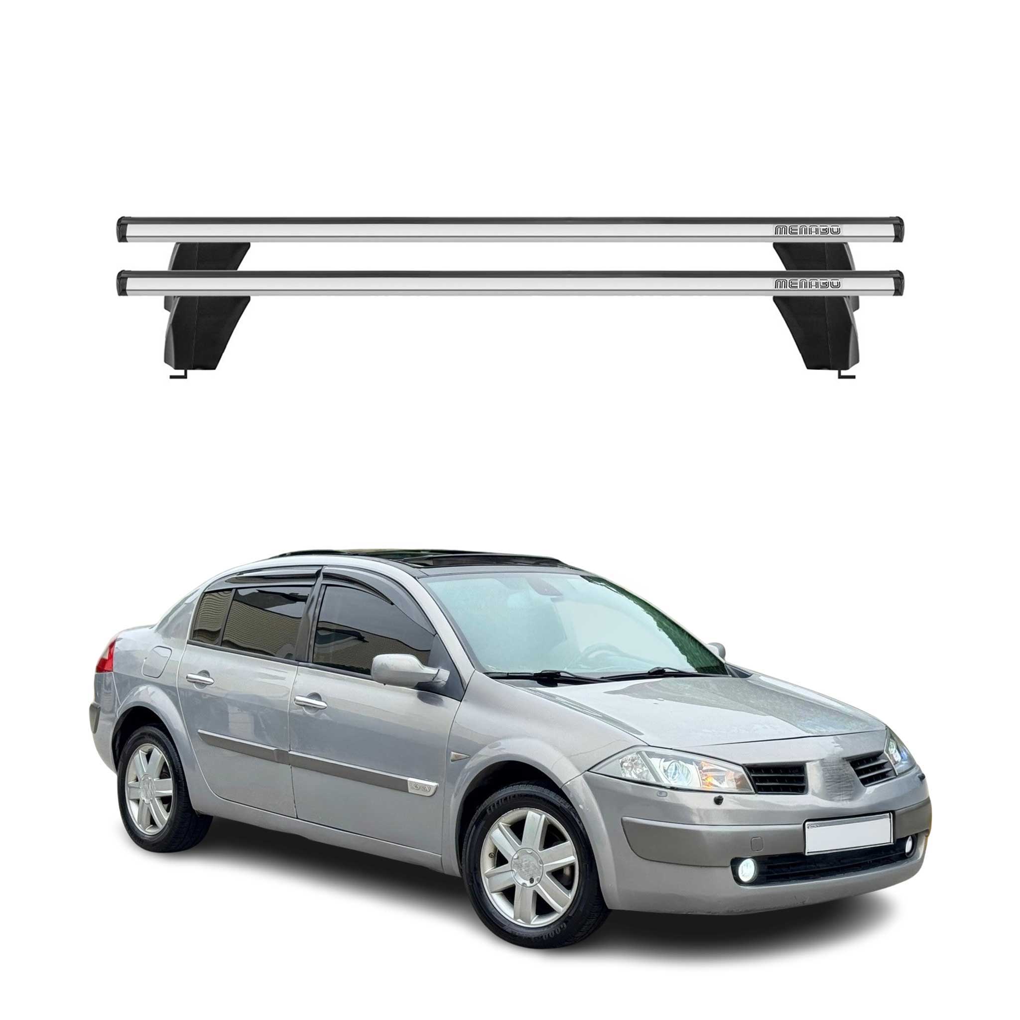 Menabo Barres de toit Transversales pour Renault Megane II 2002-2010 Alu Gris