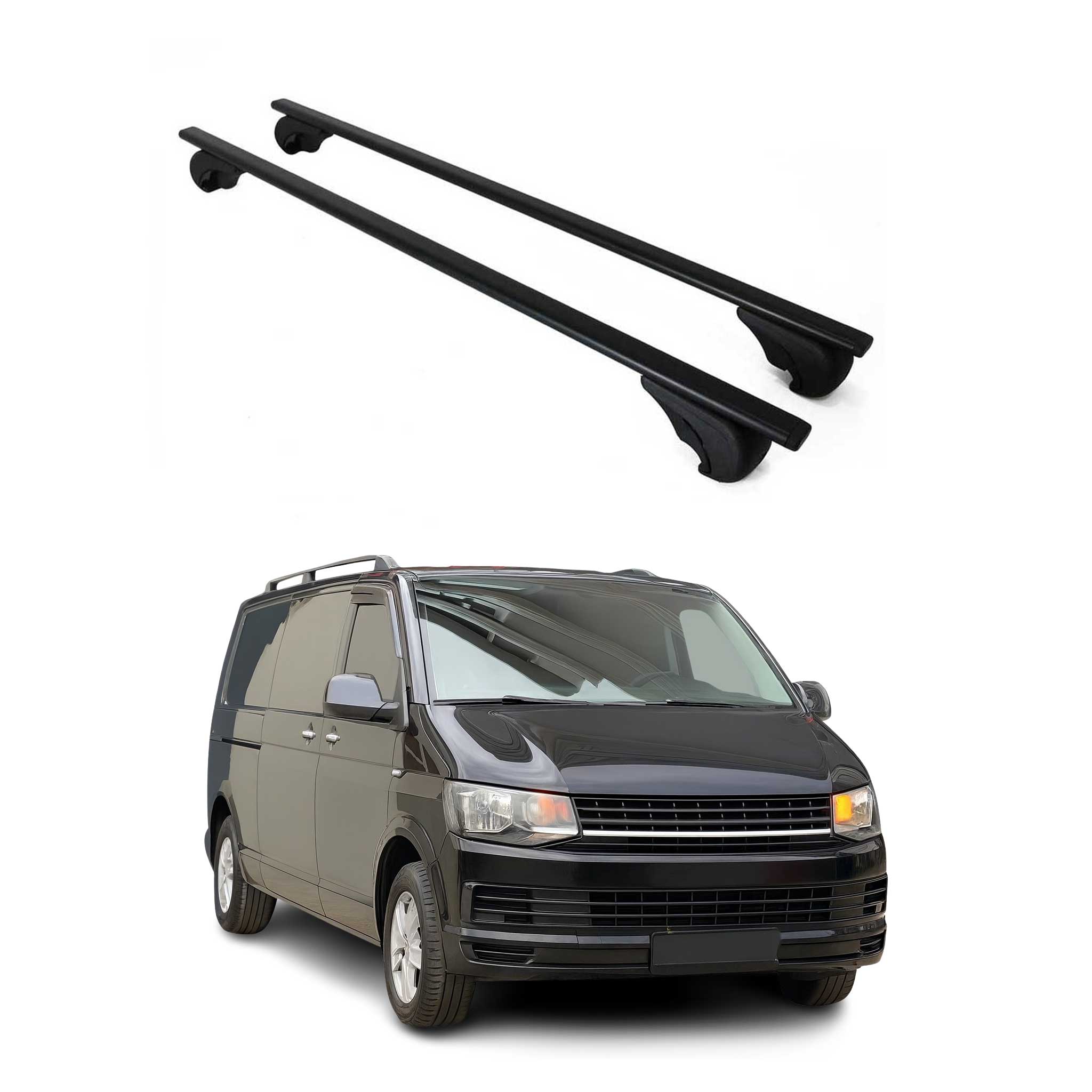 Barres de toit pour VW T5 T6 Transporter Multivan Caravelle 2003-2024 Métal Noir