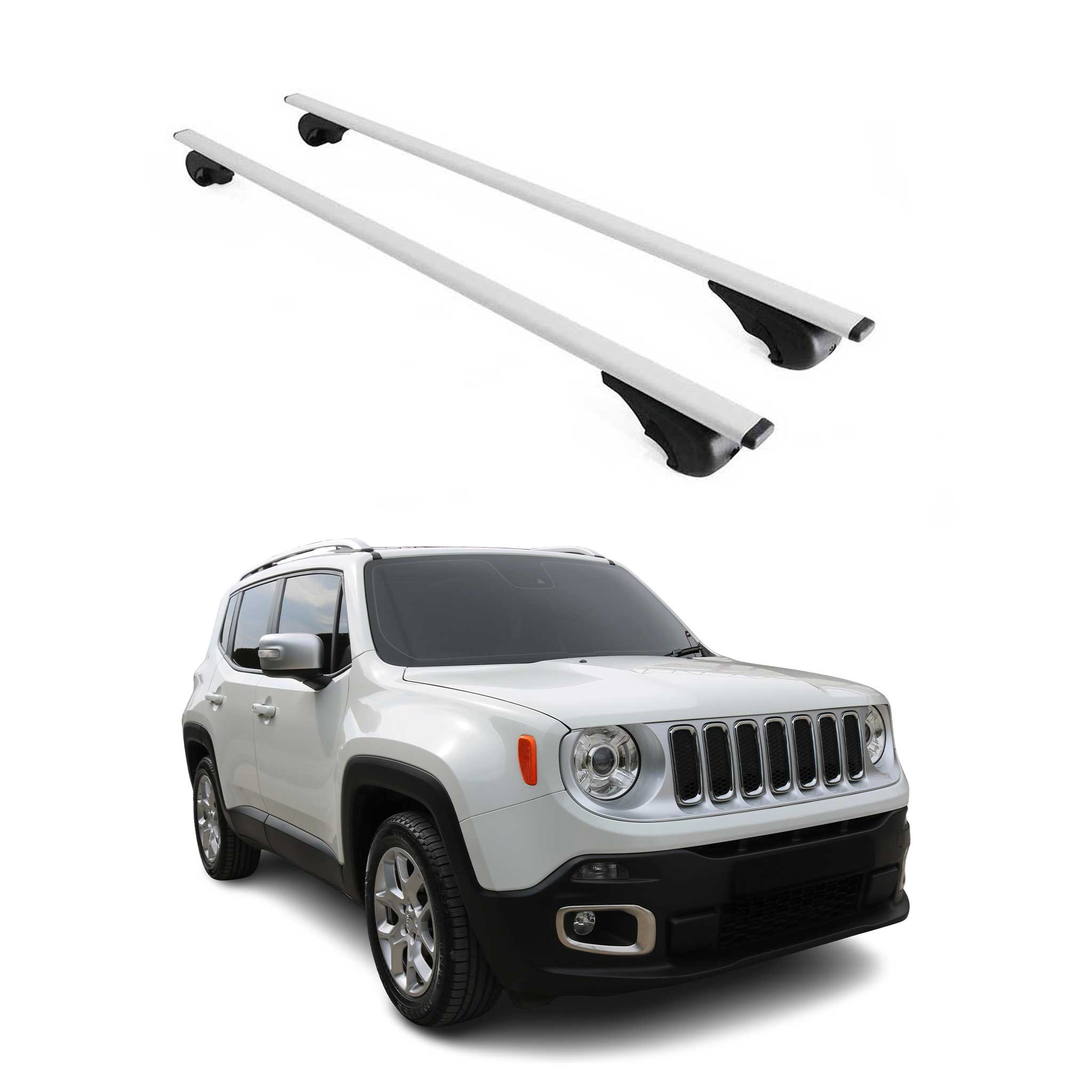 Barres de toit Transversales pour Jeep Renegade 2014-2024 Fer Argent