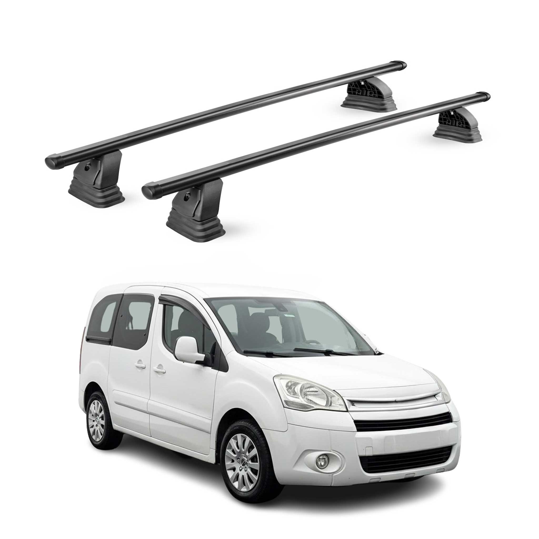 Barres de toit transversales acier pour Citroen Berlingo II 2008-2018 Noir 2Pcs