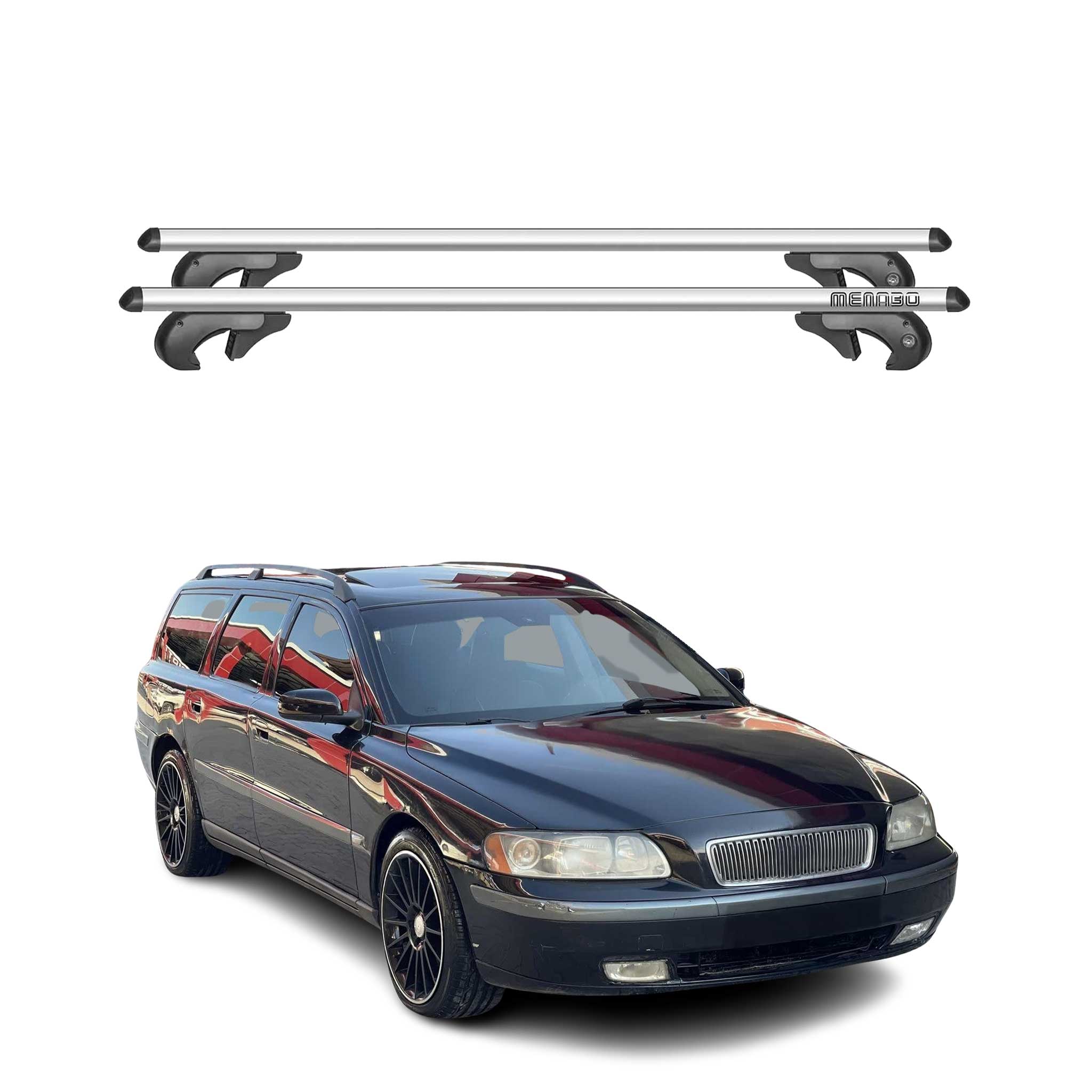 Barres de toit transversales pour Volvo V70 II 2000-2007 90kg Aluminium Gris 2x