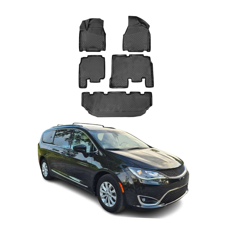 Tapis de sol pour Chrysler Pacifica 2017-2020 7Places caoutchouc TPE 3D Noir 5x