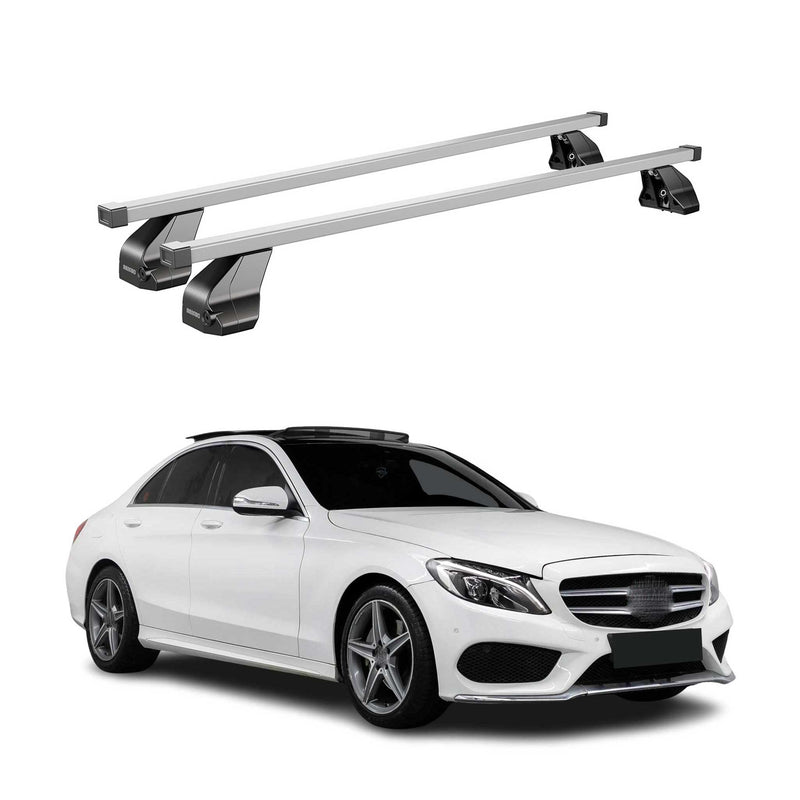 Barres de toit transversales pour Mercedes Classe C W205 2014-2018 Gris