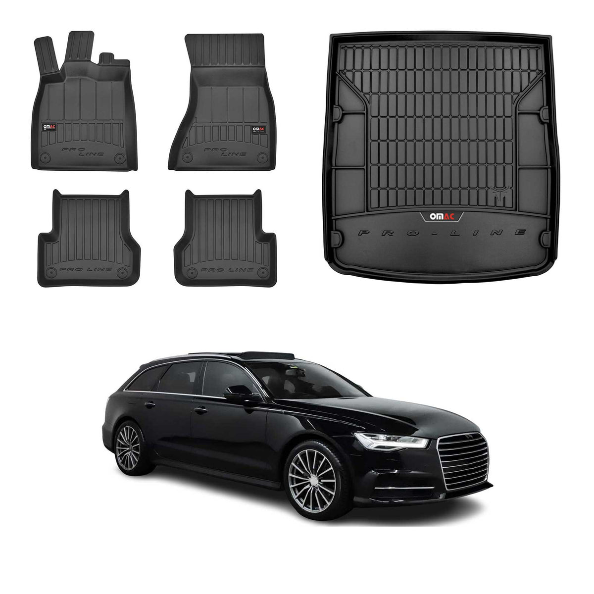 OMAC Kit Tapis de Sol et Coffre pour Audi A6 C7 Break Allroad 2011-2018
