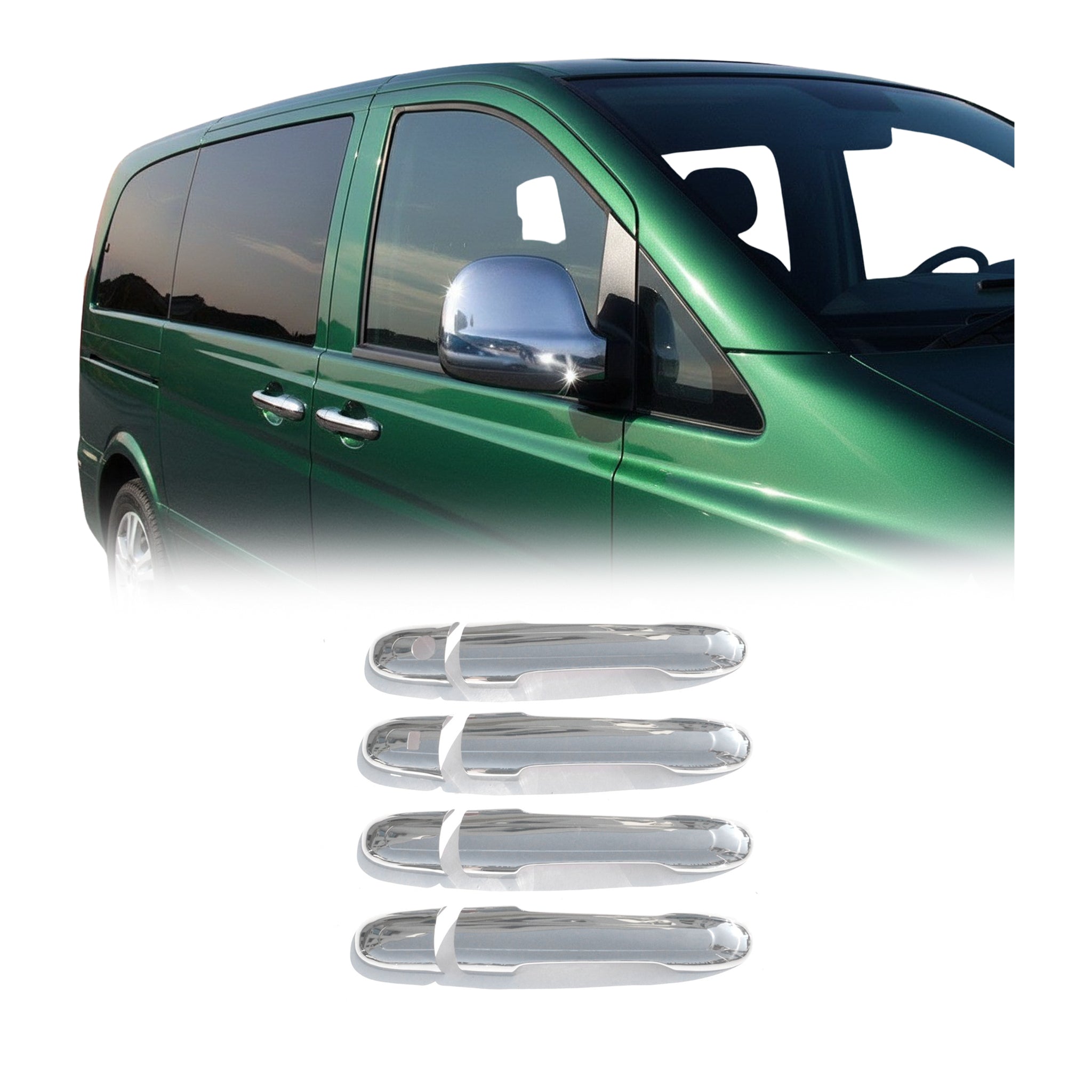 Couverture poignée de porte pour Mercedes Vaneo 2002-2005 4 Portes Acier 8Pcs
