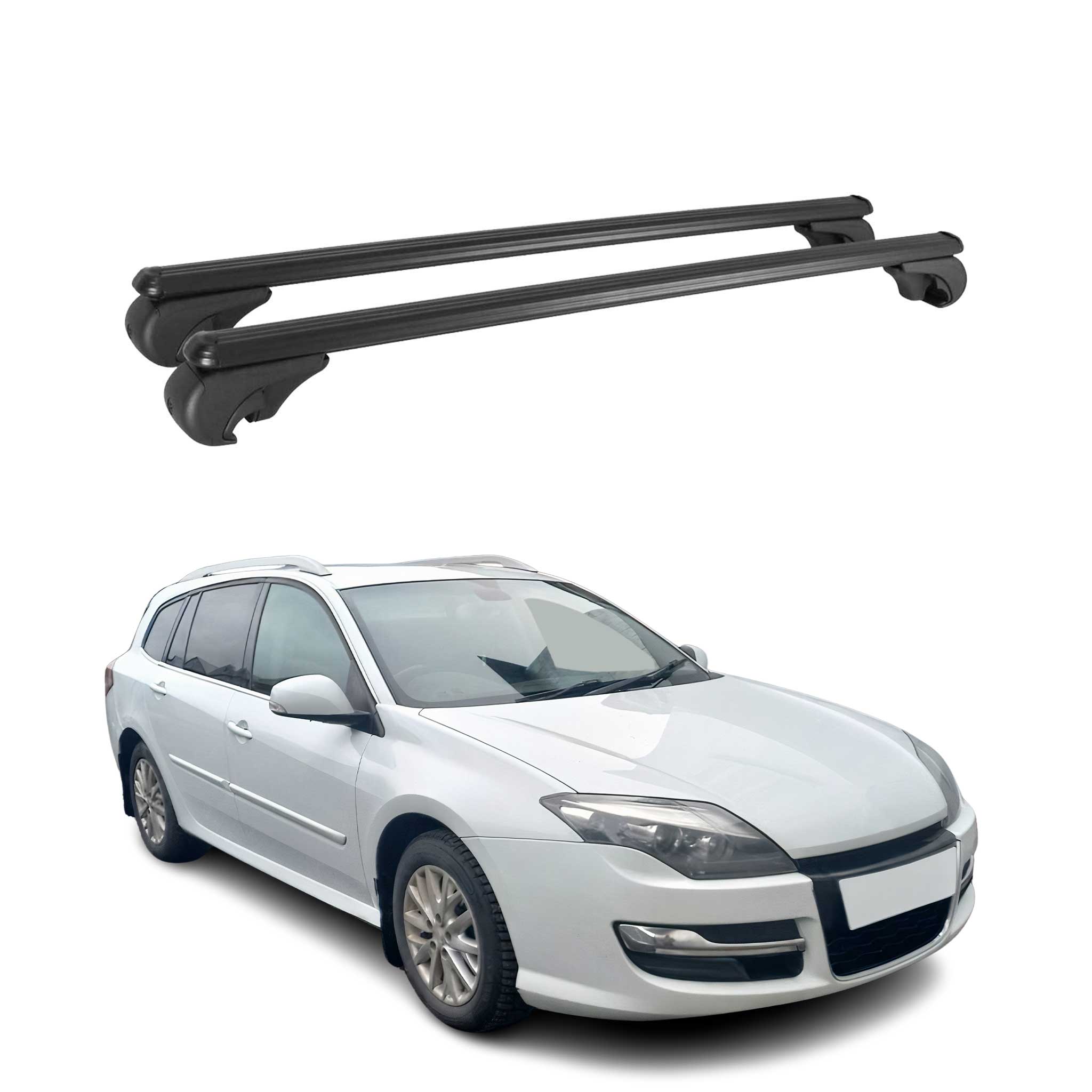 Barres de toit Transversales pour Renault Laguna 2007-2015 Aluminium Noir