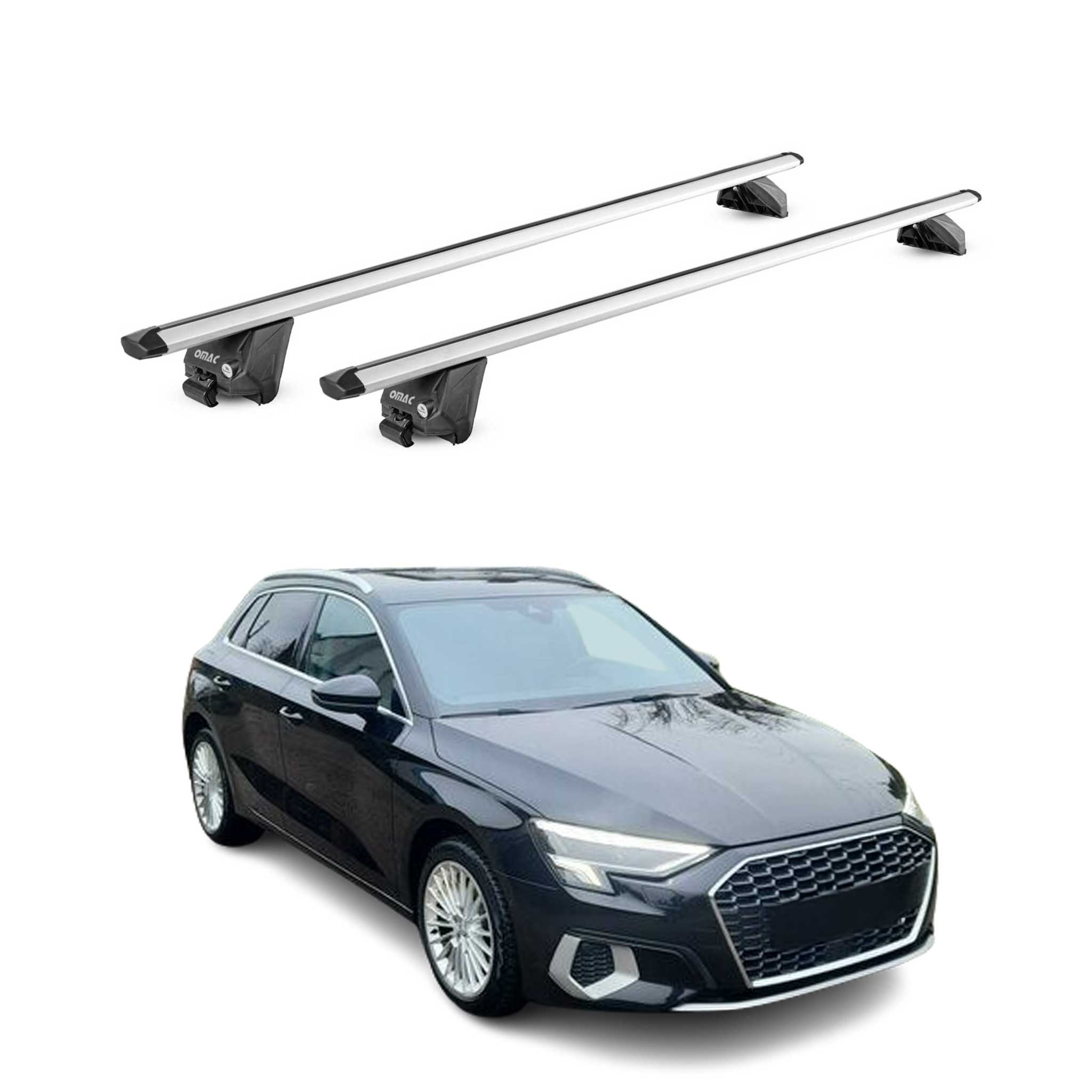 Barres de toit transversales ABE pour Audi A3 Sportback 8Y 2020-2026 Alu Gris 2x
